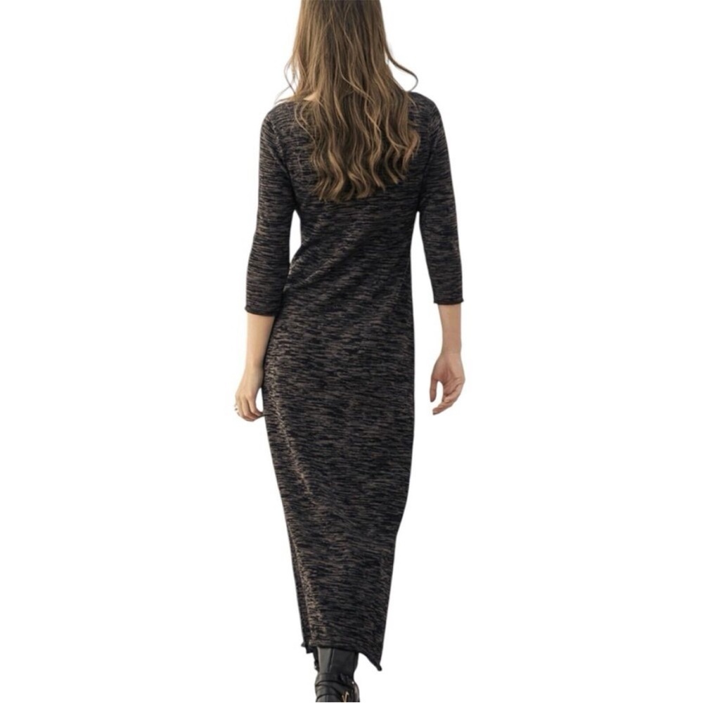 Peruvian Connection Solstice Pima Cotton Knit Maxi Long Sleeve V Neck Dress NWT - Picture 14 of 16